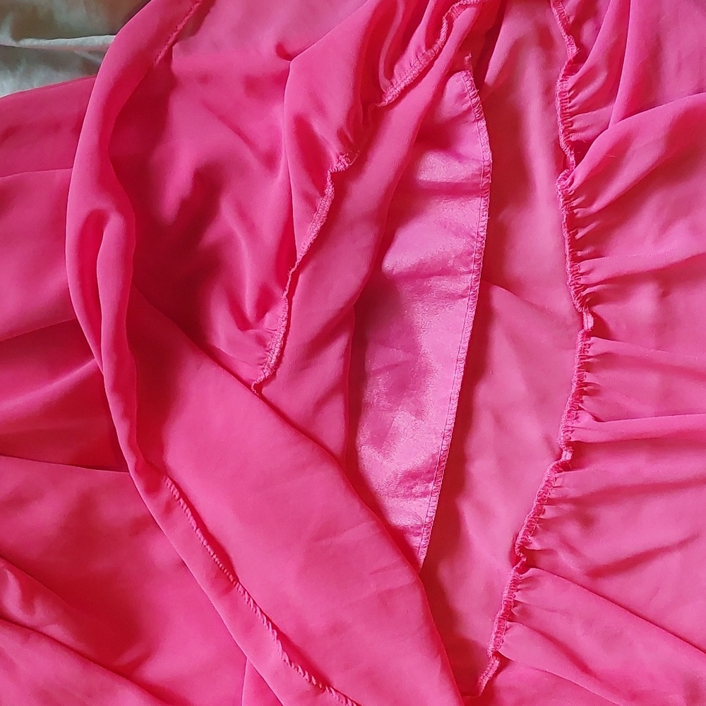 Charming Pink Dress With Waist Tie - Picture 3 of 4